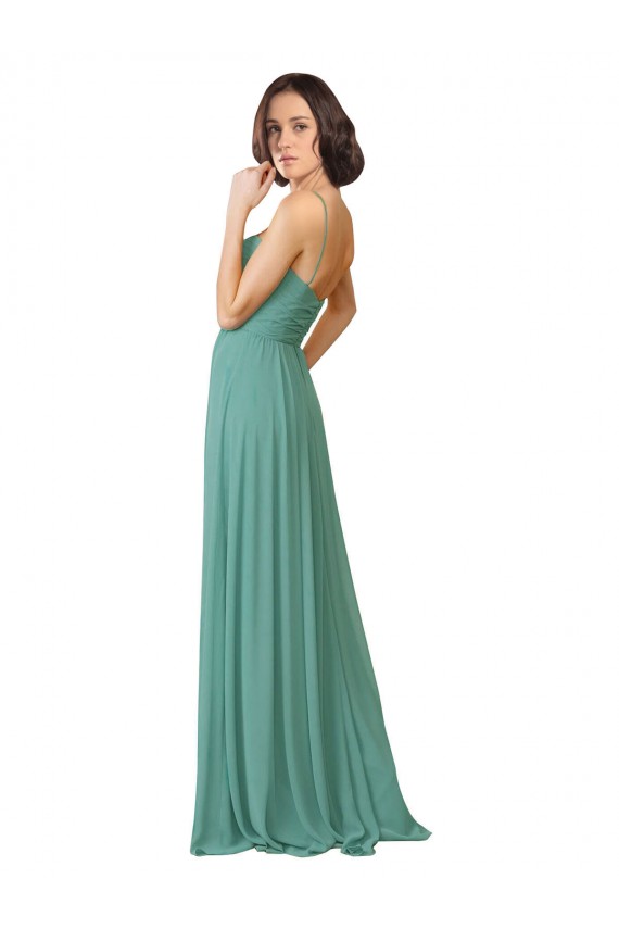 A-Line Sweetheart Soft Chiffon Long Icelandic Silver Bridesmaid Dress Barrie