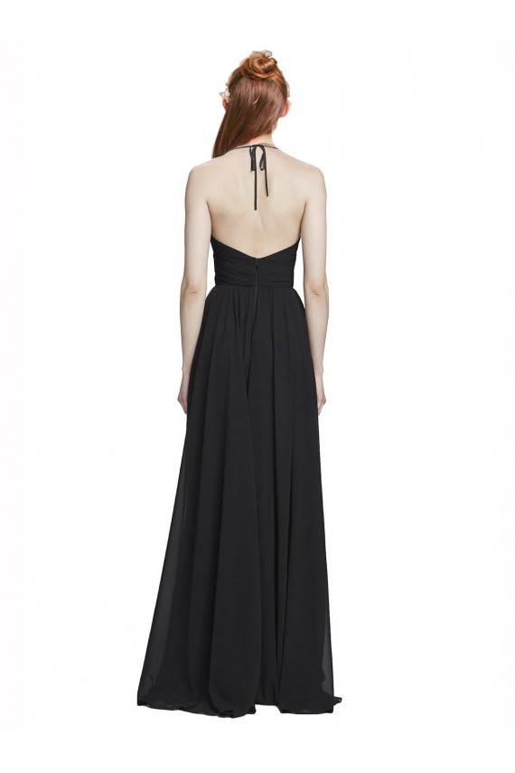 A-Line V-Neck Chiffon Long Dark Navy Formal Dress / Bridesmaid Dress Barrie