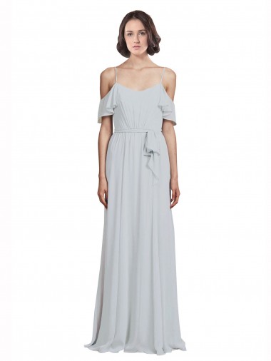 A-Line Spaghetti Straps Soft Chiffon Long Frost Formal Dress / Bridesmaid Dress Barrie