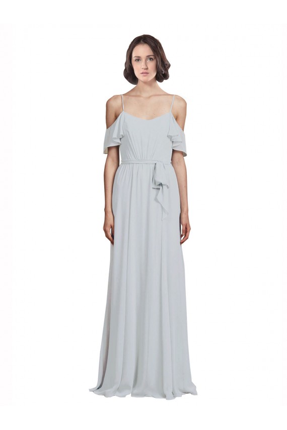 A-Line Spaghetti Straps Soft Chiffon Long Frost Formal Dress / Bridesmaid Dress Barrie