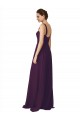 A-Line Spaghetti Straps Soft Chiffon Sweep Train Grape Bridesmaid Dress Barrie