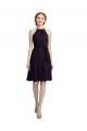 A-Line High Neck Soft Chiffon Knee Length Grape Bridesmaid Dress Barrie