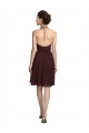 A-Line Halter Neck Soft Chiffon Knee Length Burgundy Gold Bridesmaid Dress Barrie
