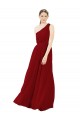 A-Line One Shoulder Chiffon Long Burgundy Bridesmaid Dress / Evening Dress Barrie