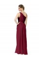 A-Line One Shoulder Chiffon Long Burgundy Bridesmaid Dress / Evening Dress Barrie