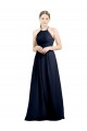 A-Line High Neck Soft Chiffon Long Dark Navy Evening Gowns / Bridesmaid Dress Barrie