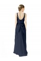 A-Line Scoop Neck Soft Chiffon Long Dark Navy Bridesmaid Dress Barrie