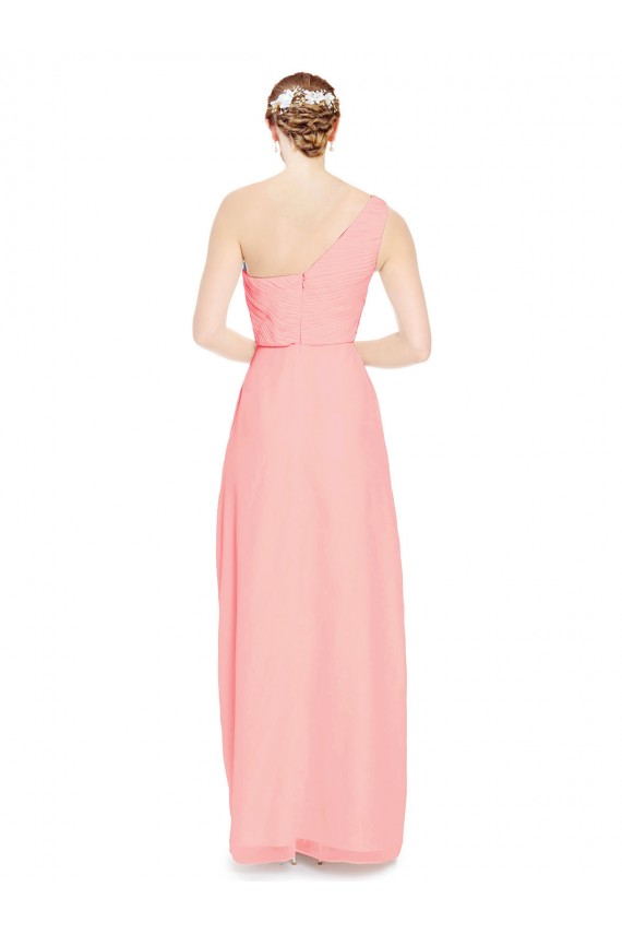 A-Line Sweetheart Soft Chiffon Long Salmon Bridesmaid Dress Barrie