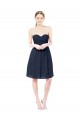 A-Line Sweetheart Soft Chiffon Knee Length Dark Navy Bridesmaid Dress Barrie