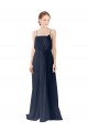 A-Line Spaghetti straps Chiffon Long Dark Navy Bridesmaid Dress / Evening Gowns Barrie