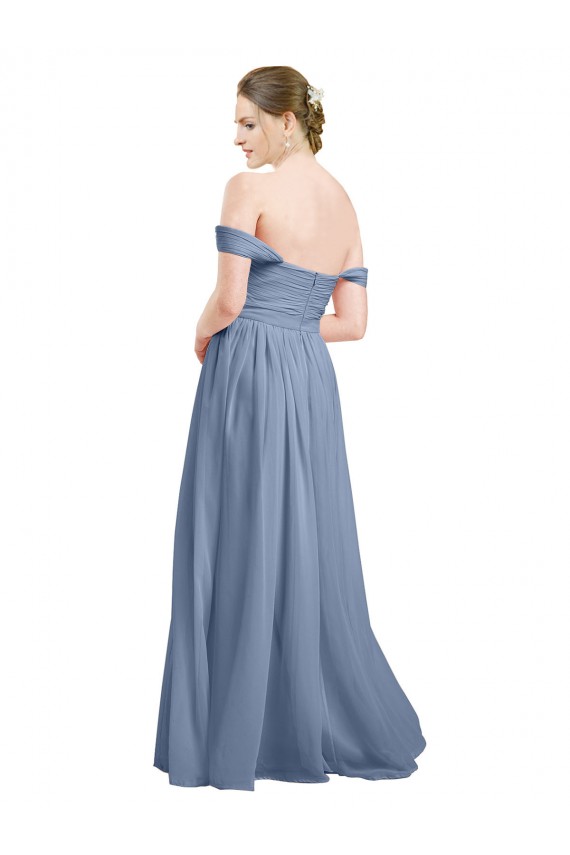 A-Line Sweetheart Soft Chiffon Long Dusty Blue Formal Dress / Bridesmaid Dress Barrie