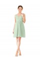 A-Line V-Neck Soft Chiffon Knee Length Sage Bridesmaid Dress Barrie