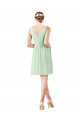 A-Line V-Neck Soft Chiffon Knee Length Sage Bridesmaid Dress Barrie