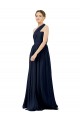 A-Line One Shoulder Chiffon Long Dark Navy Bridesmaid Dress / Evening Dress Barrie