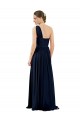 A-Line One Shoulder Chiffon Long Dark Navy Bridesmaid Dress / Evening Dress Barrie