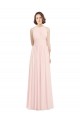 A-Line Halter Neck Soft Chiffon Long Pink Bridesmaid Dress Barrie