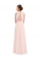 A-Line Halter Neck Soft Chiffon Long Pink Bridesmaid Dress Barrie