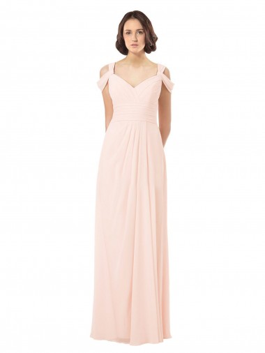 A-Line Sweetheart Chiffon Long Pink Bridesmaid Dress / Evening Dress Barrie