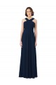 A-Line Sweetheart Chiffon Long Floor Length Dark Navy Bridesmaid Dress Barrie