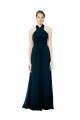 A-Line Halter Neck Soft Chiffon Long Midnight Green Formal Dress / Bridesmaid Dress Barrie