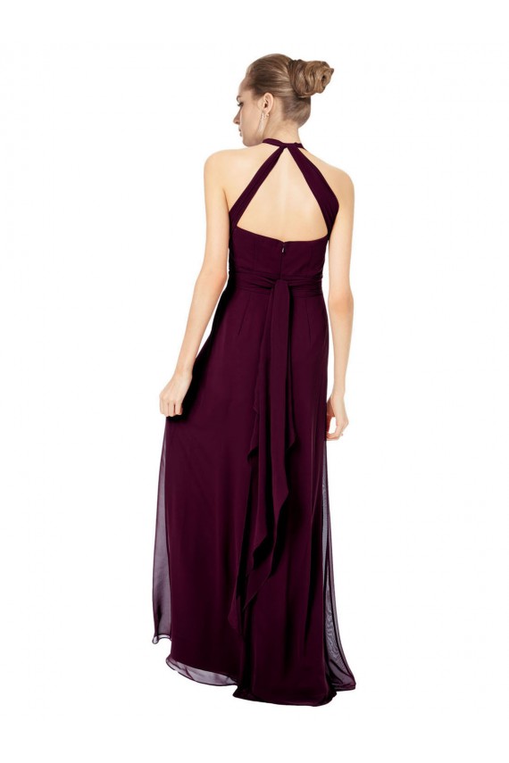 A-Line Halter Neck Soft Chiffon Long Midnight Green Formal Dress / Bridesmaid Dress Barrie