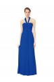 A-Line Halter Neck Chiffon Long Floor Length Royal Blue Bridesmaid Dress Barrie