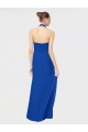 A-Line Halter Neck Chiffon Long Floor Length Royal Blue Bridesmaid Dress Barrie