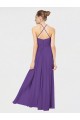 A-Line Halter Neck Soft Chiffon Long Plum Purple Bridesmaid Dress Barrie
