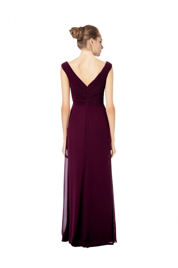 A-Line V-Neck Soft Chiffon Long Royal Blue Bridesmaid Dresses Barrie