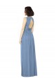 A-Line Bateau Neck Soft Chiffon Long Dusty Blue Bridesmaid Dress Barrie