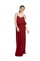 A-Line Spaghetti Straps Soft Chiffon Long Burgundy Bridesmaid Dress Barrie