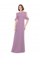 A-Line High Neck Soft Chiffon Long Dark Lavender Bridesmaid Dresses Barrie