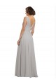 A-Line V-Neck Soft Chiffon Long Oyster Silver Bridesmaid Dress Barrie