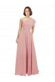 A-Line One Shoulder Chiffon Long Bliss Pink Bridesmaid Dress / Evening Dress Barrie