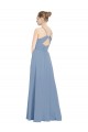 A-Line V-Neck Soft Chiffon Long Dusty Blue Evening Dress / Bridesmaid Dress Barrie