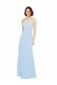 A-Line Halter Neck Soft Chiffon Long Light Sky Blue Bridesmaid Dress Barrie