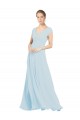 A-Line V-Neck Soft Chiffon Long Sea Glass Bridesmaid Dress Barrie