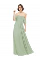 A-Line Off the Shoulder Soft Chiffon Long Smoke Green Bridesmaid Dress Barrie