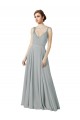 A-Line V-Neck Chiffon Long Silver Bridesmaid Dress / Evening Dress Barrie