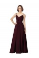 A-Line V-Neck Soft Chiffon Long Burgundy Gold Bridesmaid Dress Barrie