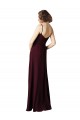 A-Line V-Neck Soft Chiffon Long Burgundy Gold Bridesmaid Dress Barrie