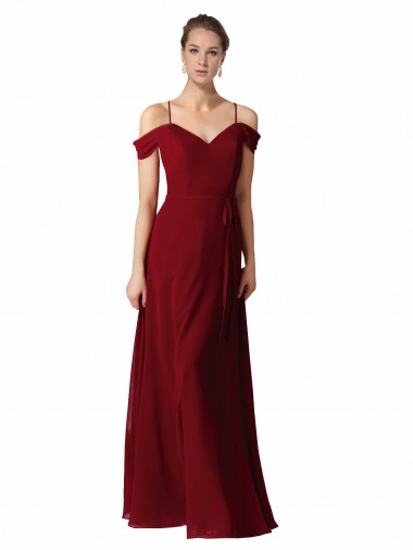A-Line Sweetheart Chiffon Long Burgundy Bridesmaid Dress / Evening Dress Barrie