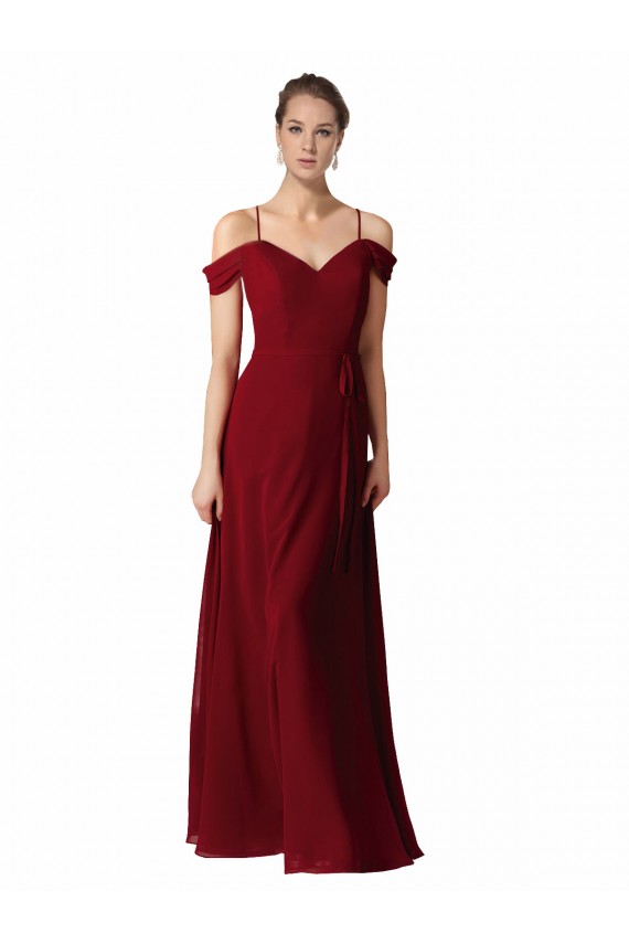 A-Line Sweetheart Chiffon Long Burgundy Bridesmaid Dress / Evening Dress Barrie