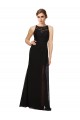 Sheath High Neck Soft Chiffon & Lace Long Black Bridesmaid Dress Barrie