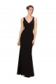 Sheath V-Neck Soft Chiffon Long Black Bridesmaid Dress Barrie