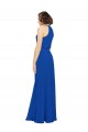 A-Line Jewel Neck Soft Chiffon Long Royal Blue Bridesmaid Dress Barrie