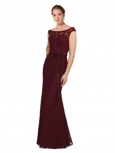 Sheath Bateau Neck Soft Chiffon Long Burgundy Gold Bridesmaid Dress Barrie