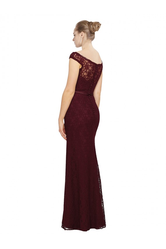 Sheath Bateau Neck Soft Chiffon Long Burgundy Gold Bridesmaid Dress Barrie