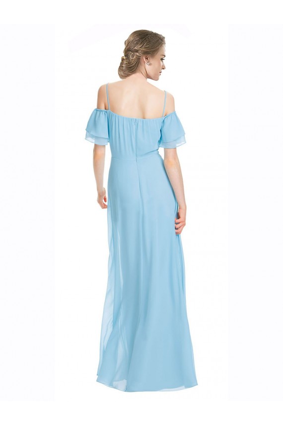 A-Line Spaghetti Straps Soft Chiffon Long Mint Green Bridesmaid Dress Barrie