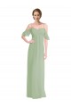 A-Line Spaghetti Straps Soft Chiffon Long Smoke Green Formal Dress / Bridesmaid Dress Barrie